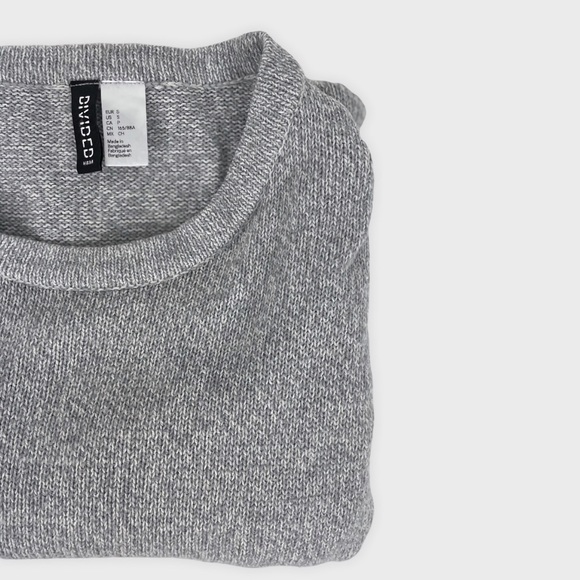 Divided Texture-Knit Stitch Grey Tunic Sweater by H&M - Picture 4 of 8